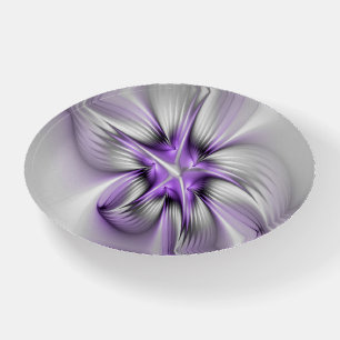 Floral Elegance Modern Abstract Violet Fractal Art Paperweight