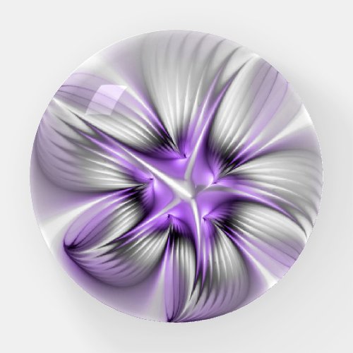 Floral Elegance Modern Abstract Violet Fractal Art Paperweight