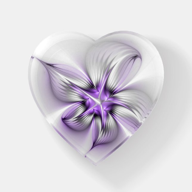 Floral Elegance Modern Abstract Violet Fractal Art Paperweight (Front)