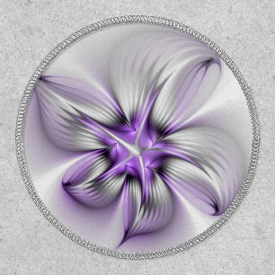 Floral Elegance Modern Abstract Violet Fractal Art Patch