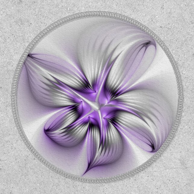 Floral Elegance Modern Abstract Violet Fractal Art Patch (Front)