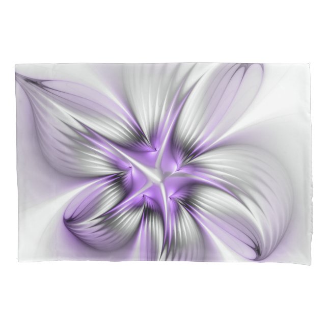 Floral Elegance Modern Abstract Violet Fractal Art Pillow Case (Front)