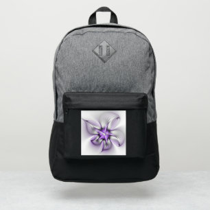Floral Elegance Modern Abstract Violet Fractal Art Port Authority® Backpack