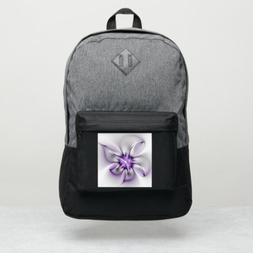 Floral Elegance Modern Abstract Violet Fractal Art Port Authority Backpack