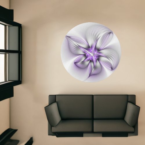Floral Elegance Modern Abstract Violet Fractal Art Rug