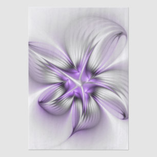 Floral Elegance Modern Abstract Violet Fractal Art Tissue Paper