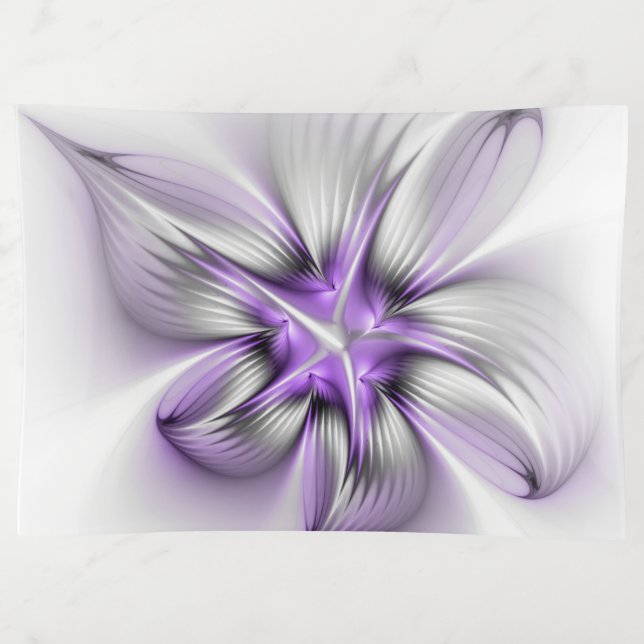 Floral Elegance Modern Abstract Violet Fractal Art Trinket Tray (Front)