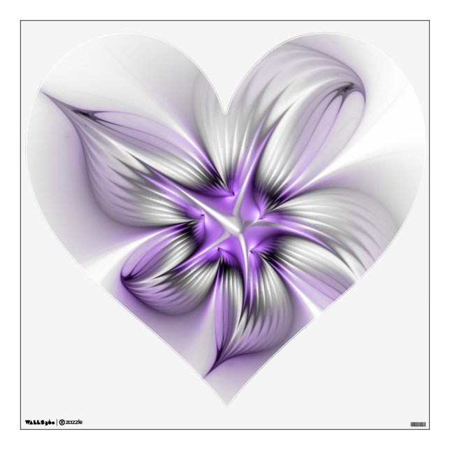 Floral Elegance Modern Abstract Violet Fractal Art Wall Decal (Front)