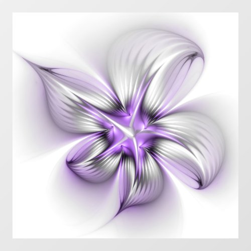 Floral Elegance Modern Abstract Violet Fractal Art Window Cling