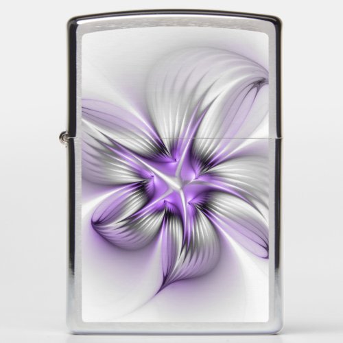Floral Elegance Modern Abstract Violet Fractal Art Zippo Lighter