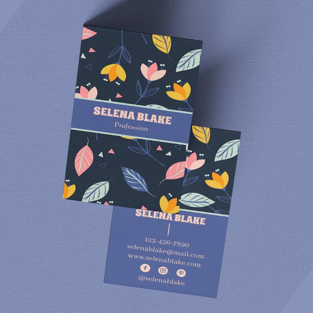 Floral Elegance : Modern & minimalist vertical  Business Card (Creator Uploaded)