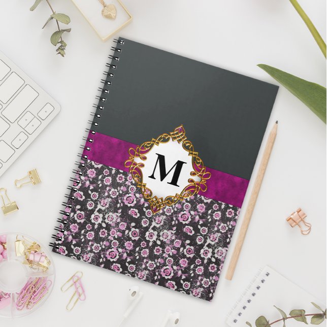 Floral Elegance Monogrammed Journal: Vintage Pink  Notebook (Creator Uploaded)