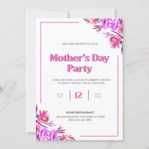 Floral Elegance Pink and Purple Watercolor Bliss  Invitation