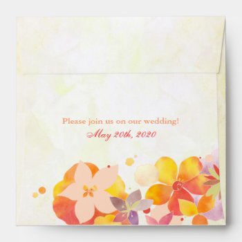 Floral Elegance Pre Addressed Wedding Envelope by BridalHeaven at Zazzle