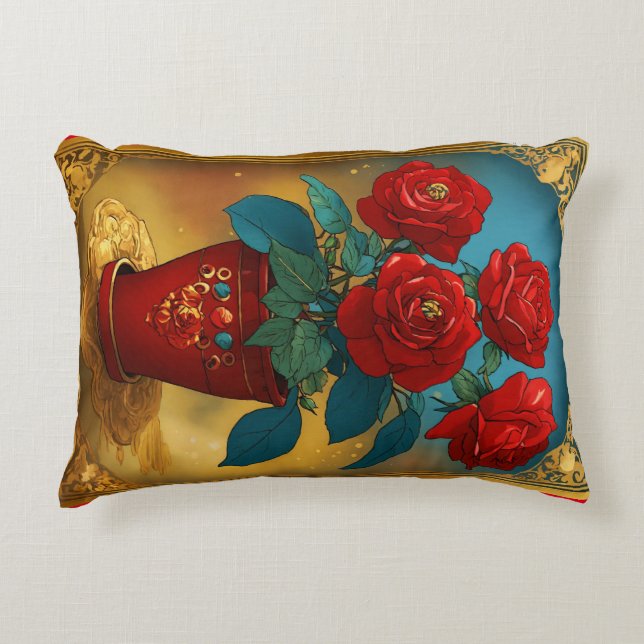 "Floral Elegance: Printed Accent Pillow Blooming w (Front)