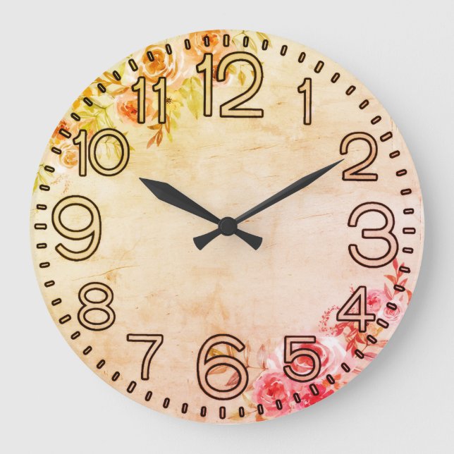 Floral Elegance Round Acrylic Wall Clock (Front)