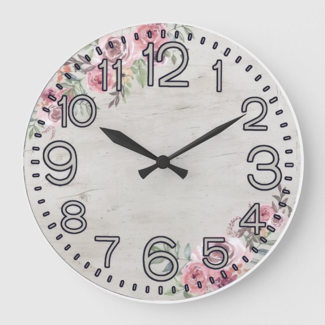 Floral Elegance Round Acrylic Wall Clock (Front)