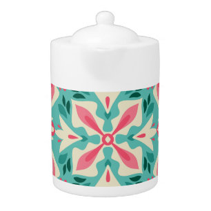 Floral elegance: seamless vintage motif. teapot