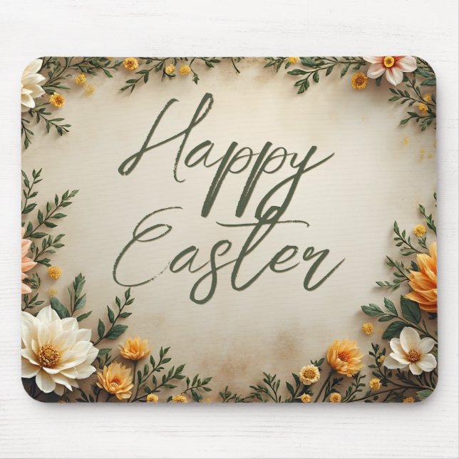 Floral Elegance - Springtime Easter Greetings Mouse Pad (Front)