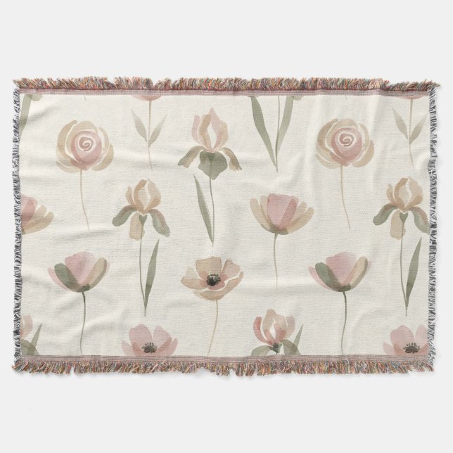 Floral Elegance Throw Blanket (Front)