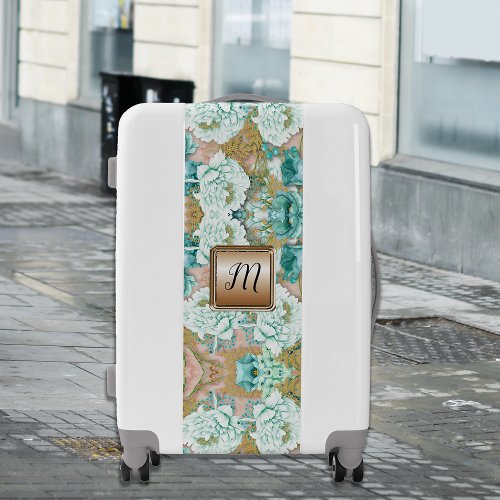 Floral Elegance Voyager Aqua Blooms Luggage