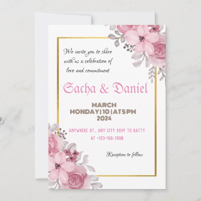 "Floral Elegance: Wedding Card (Front)