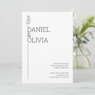 Floral Elegance: White and Black Minimalist Weddin Invitation