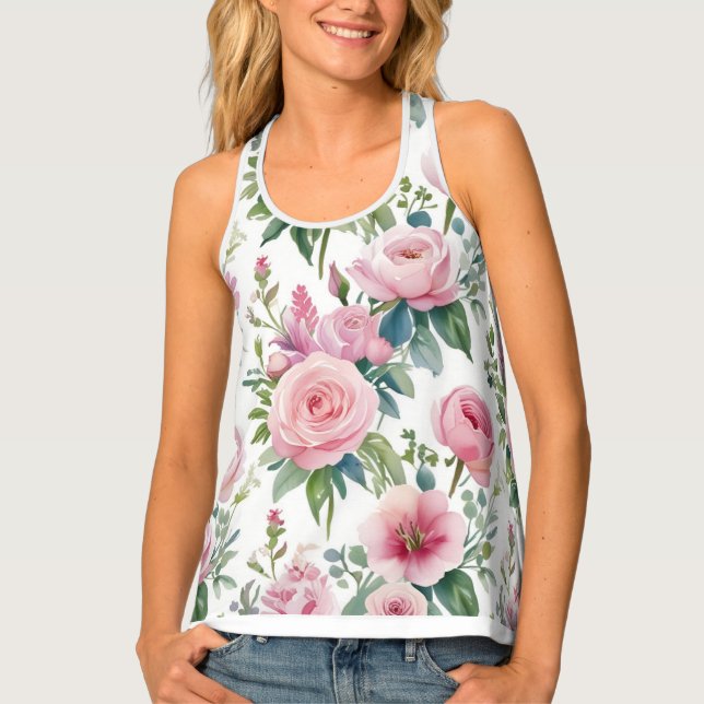 🌸 Floral Elegance Women's Tank Top – Chic & Styli (Front)