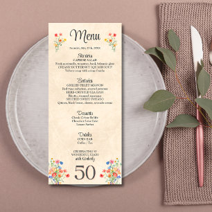 Floral elegant 50th birthday flower 50 year menu