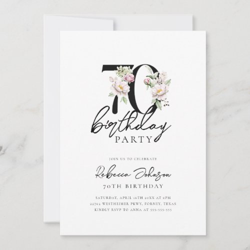 Floral Elegant 70th Birthday