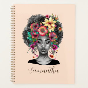 Floral Elegant Afro Woman Planner