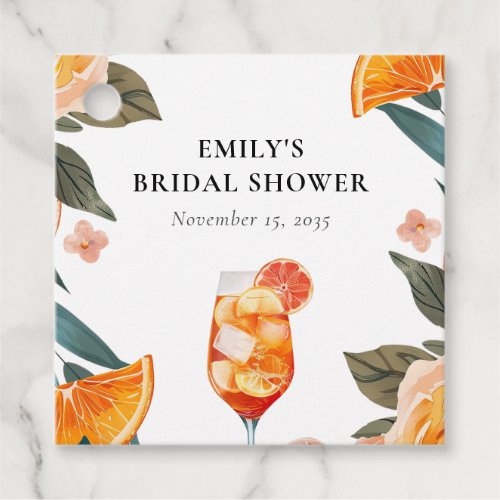 Floral Elegant Aperol Spritz Bridal Shower Favor Tags