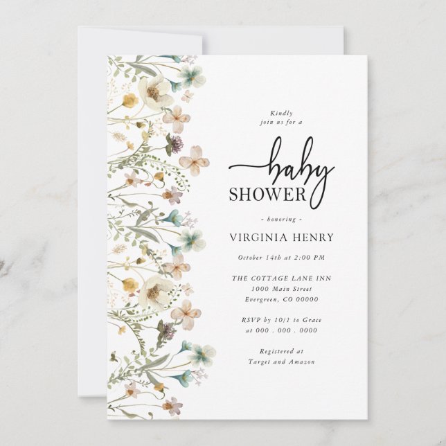 Floral Elegant Baby Shower Invitation (Front)