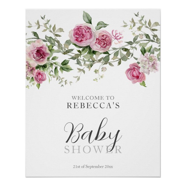 Floral Elegant Baby Shower Poster (Front)