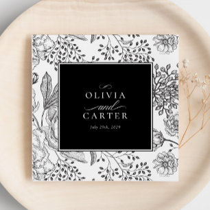 Floral Elegant Black Wedding Napkins
