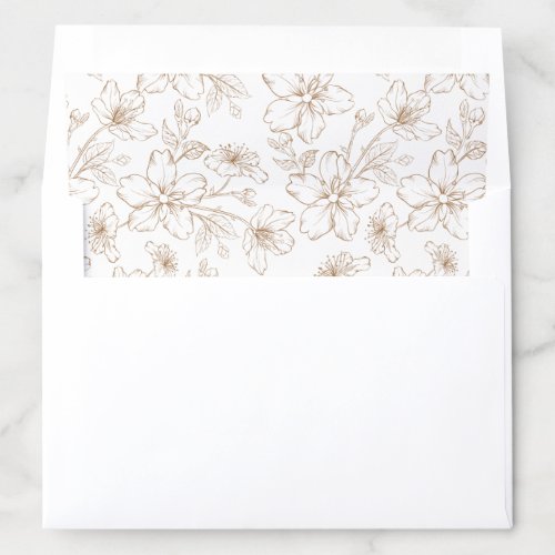 Floral Elegant Blossom Gold Wedding Envelope Liner
