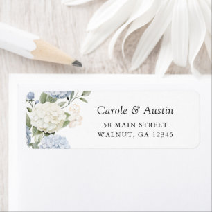 Floral Elegant Blue Hydrangea Greenery Address Label