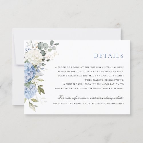 Floral Elegant Blue Hydrangea Greenery Details Invitation