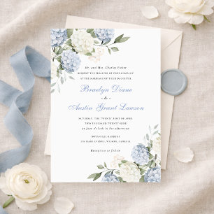 Floral Elegant Blue Hydrangea Greenery Wedding  Invitation