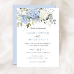 Floral Elegant Blue Hydrangea Greenery Wedding Invitation<br><div class="desc">Floral Elegant Blue Hydrangea Greenery Wedding Invitation. Floral Dusty Blue & White Wedding Invitation Template</div>