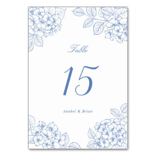 Floral Elegant Blue Hydrangea Wedding Table Number