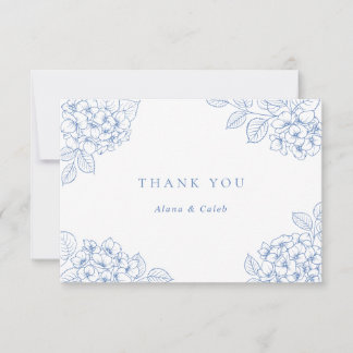 Floral Elegant Blue Hydrangea Wedding Thank You Card
