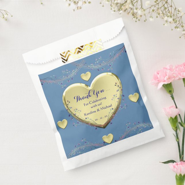 Floral Elegant Blue Wedding Party Favor Bag (Sealed)