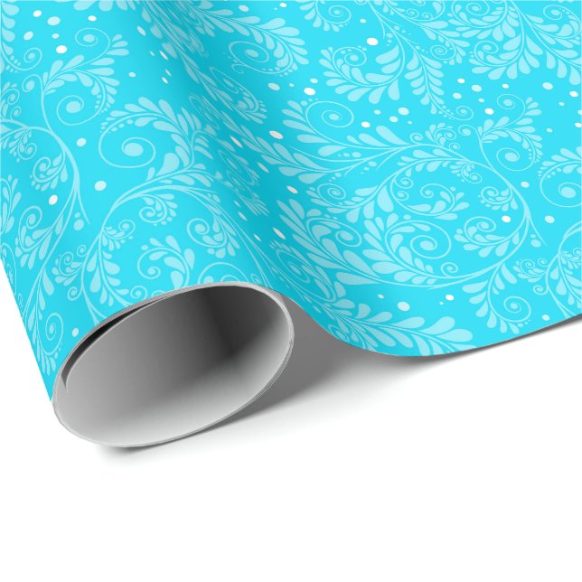 Floral Elegant Blue Wrapping Paper (Roll Corner)