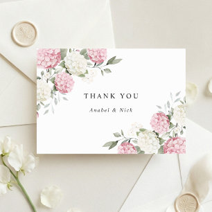 Floral Elegant Blush Pink Hydrangea Greenery Thank You Card
