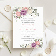 Floral Elegant Blush Pink Purple Greenery Wedding