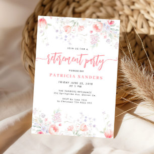 Floral elegant blush pink retirement party invitation