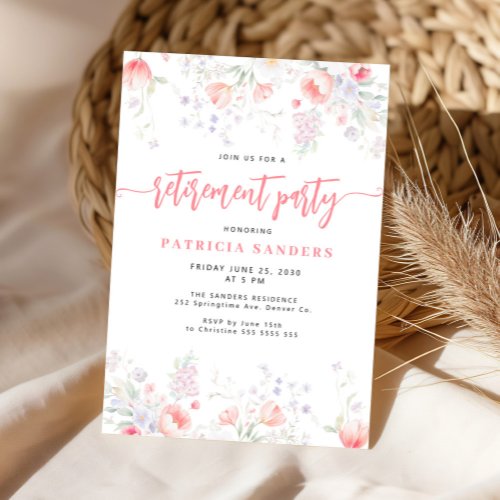Floral elegant blush pink retirement party