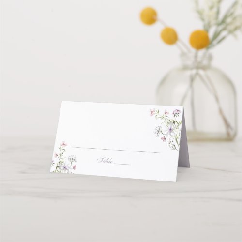 Floral Elegant Blush Purple Wedding Place Card
