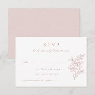 Floral Elegant Blush Wedding RSVP Invitation
